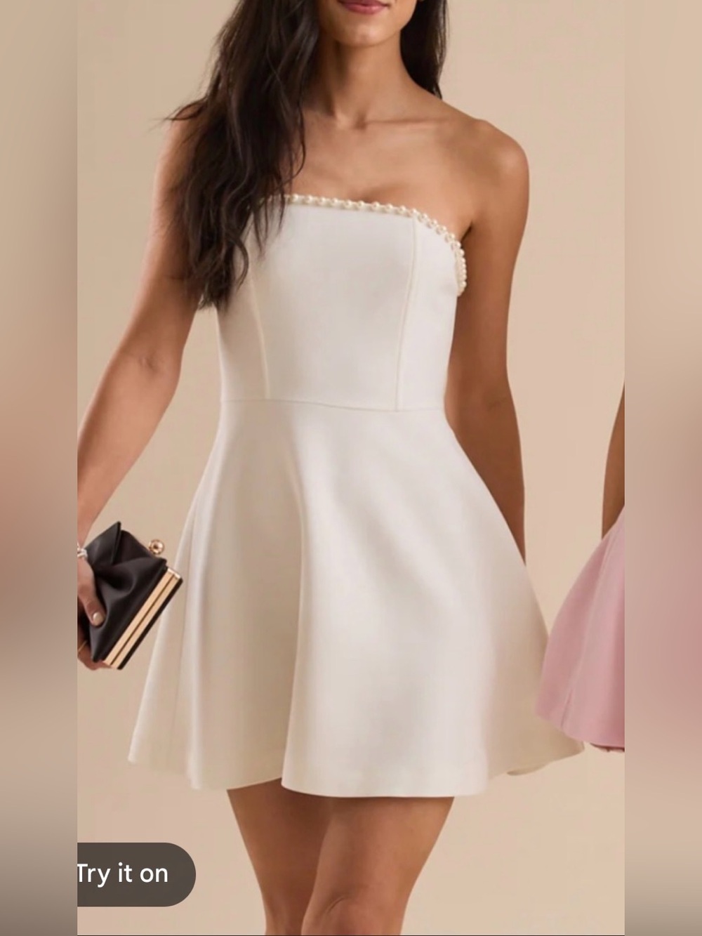 NWT Altar’d State white strapless pearl detail mini dress size M